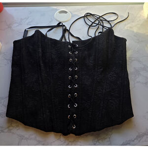 Womens Black Corset Top | Y2K Goth | Sz 36 Strapless Gothcore Punk